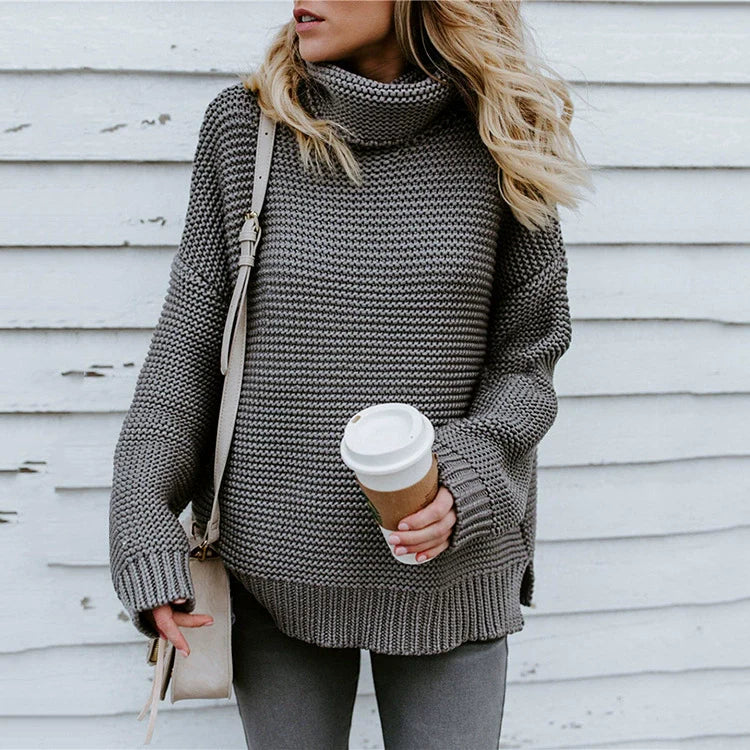 Rosgrove | Women - Oversized Knitted Jumper - High Neck & Ribbed