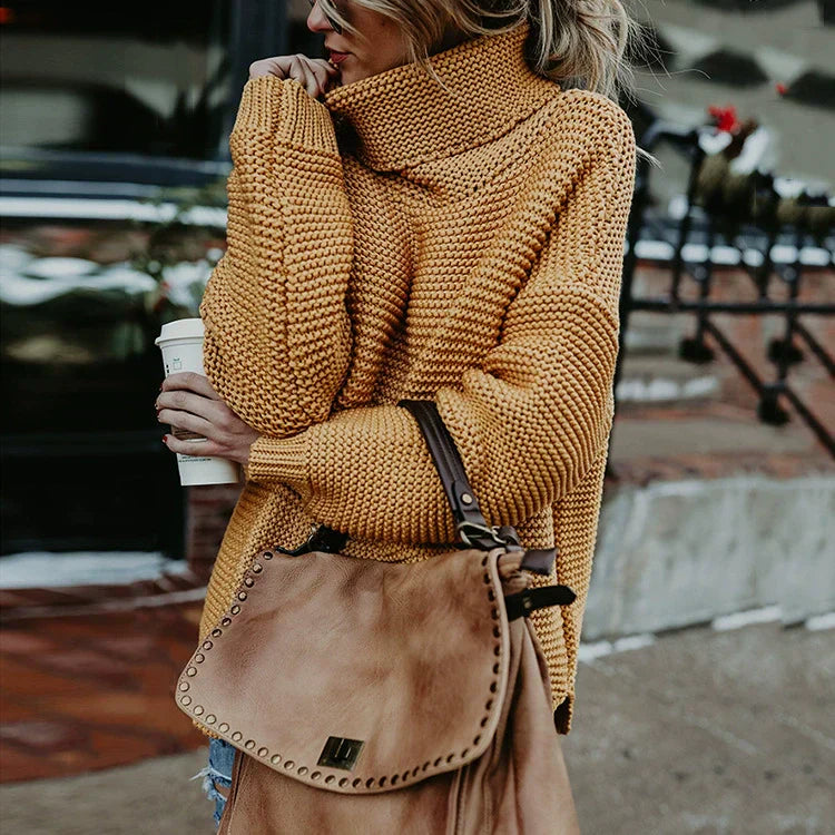 Rosgrove | Women - Oversized Knitted Jumper - High Neck & Ribbed