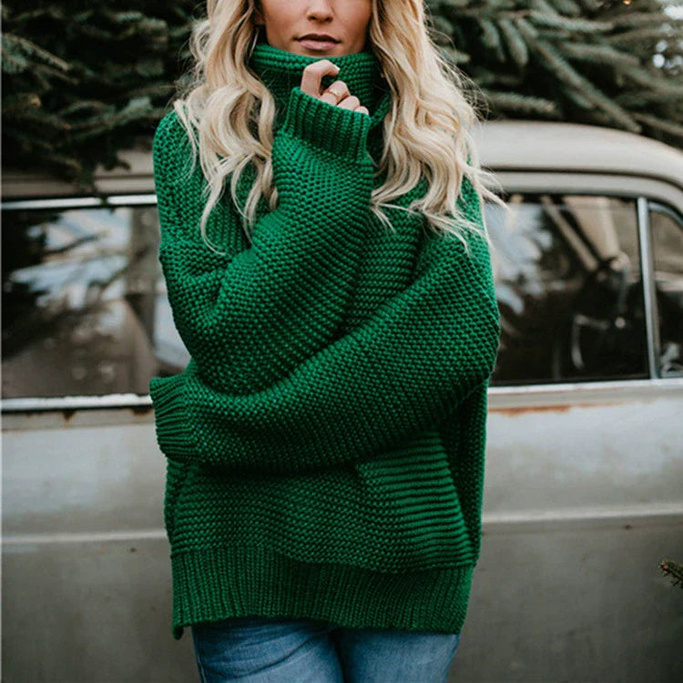 Rosgrove | Women - Oversized Knitted Jumper - High Neck & Ribbed