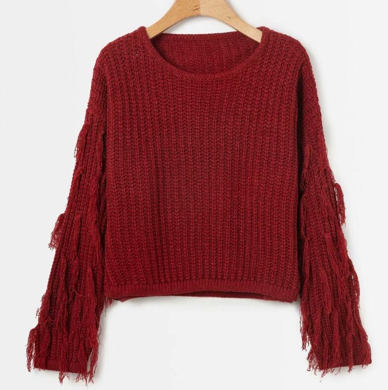 Rosgrove | Women - Cosy Knitted Jumper - Fringed Sleeves