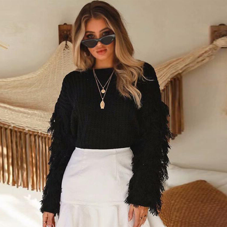 Rosgrove | Women - Cosy Knitted Jumper - Fringed Sleeves