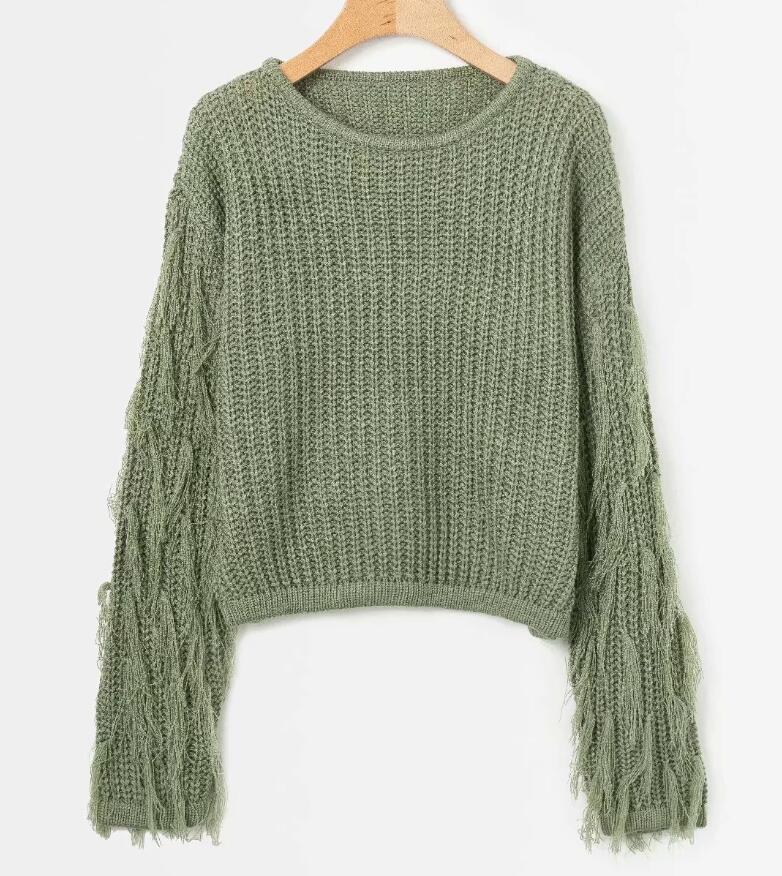 Rosgrove | Women - Cosy Knitted Jumper - Fringed Sleeves