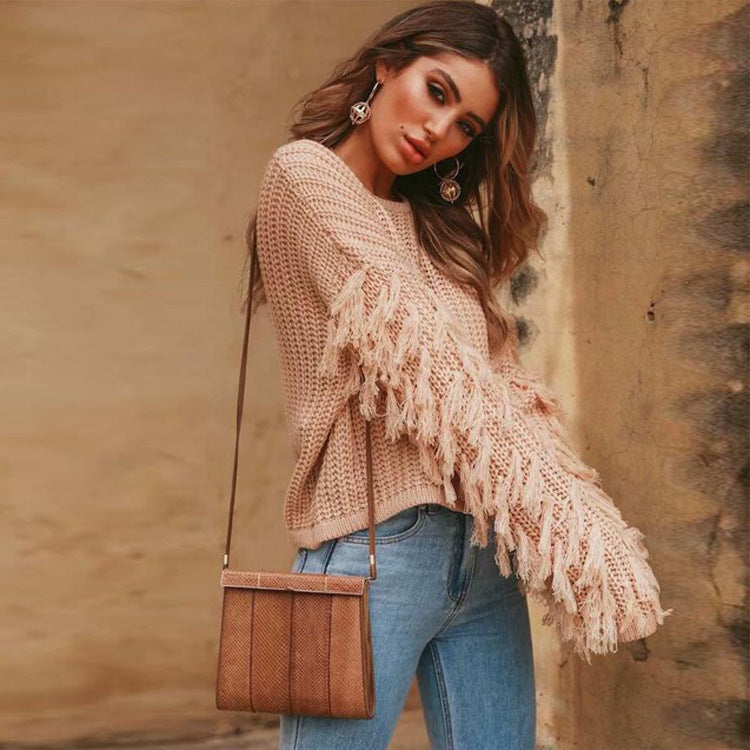 Rosgrove | Women - Cosy Knitted Jumper - Fringed Sleeves