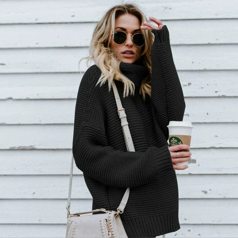 Rosgrove | Women - Oversized Knitted Jumper - High Neck & Ribbed