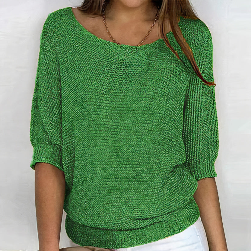 Rosgrove | Women - Round Neck Knitted Jumper - Three-Fourths Sleeve