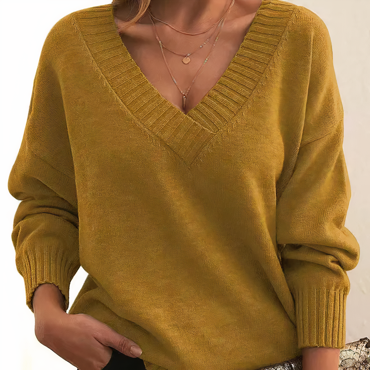 Rosgrove | Women - V-Neck Jumper - Ribbed Cuffs