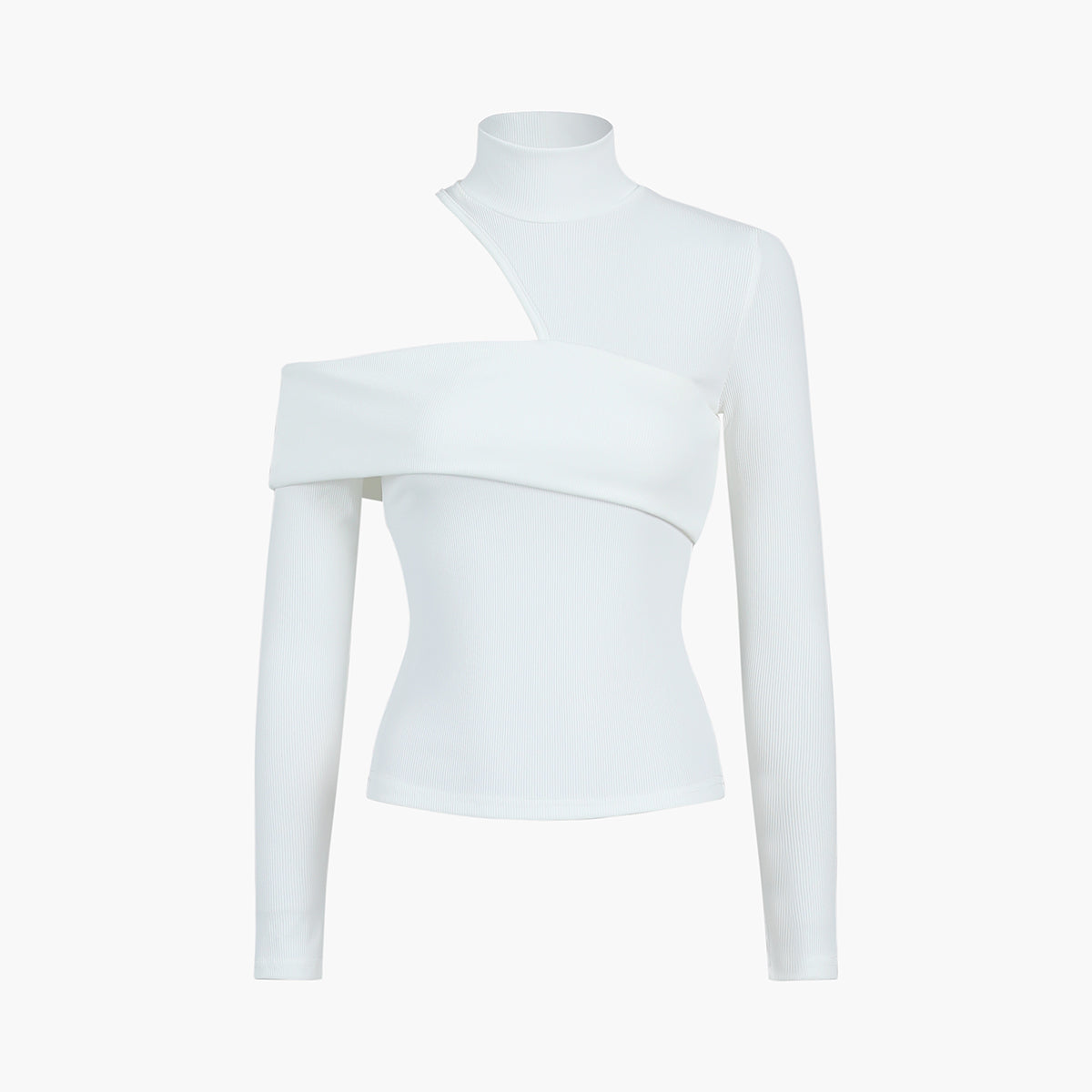 Rosgrove | Women - Long Sleeve Knit Top - Oblique Cutout Rib
