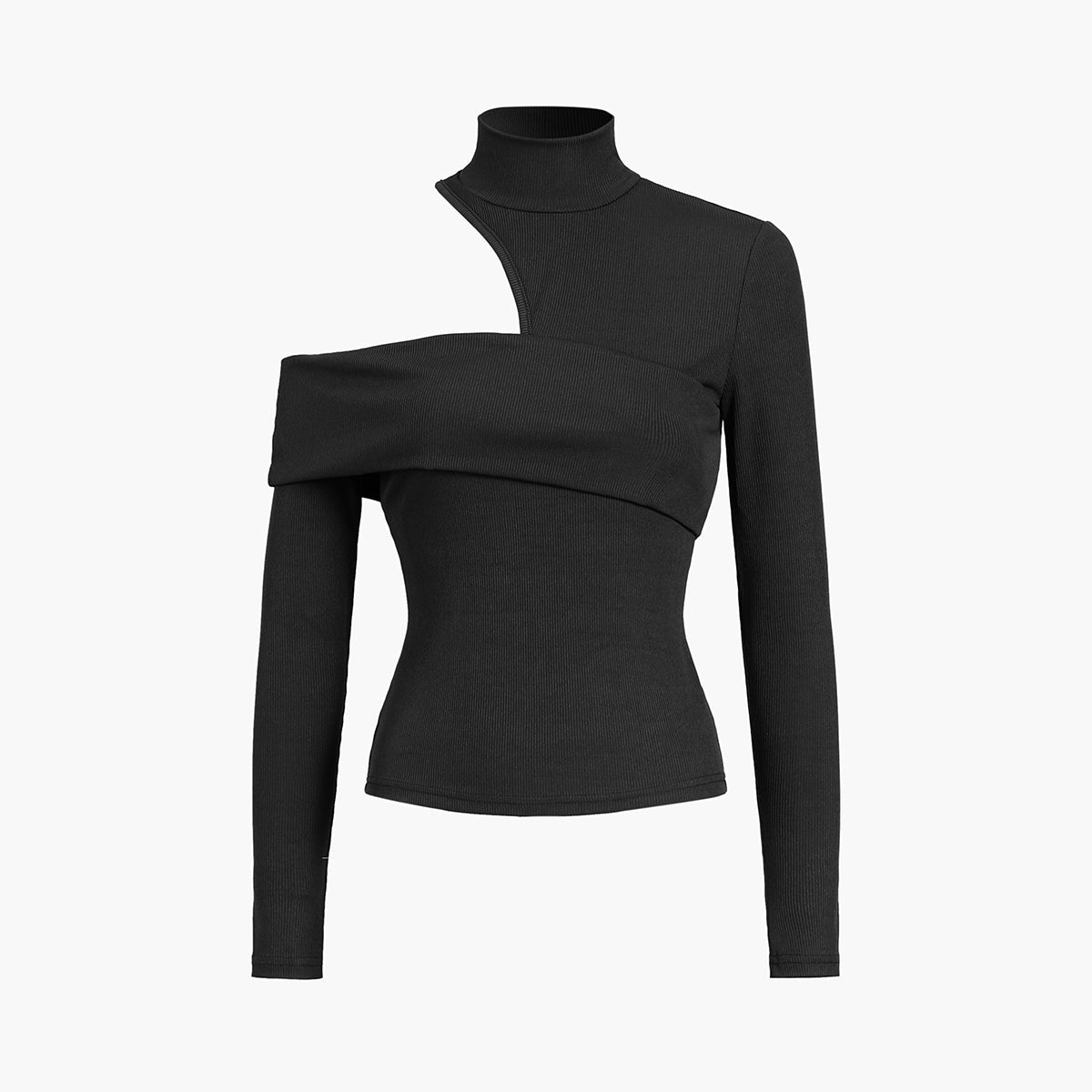 Rosgrove | Women - Long Sleeve Knit Top - Oblique Cutout Rib