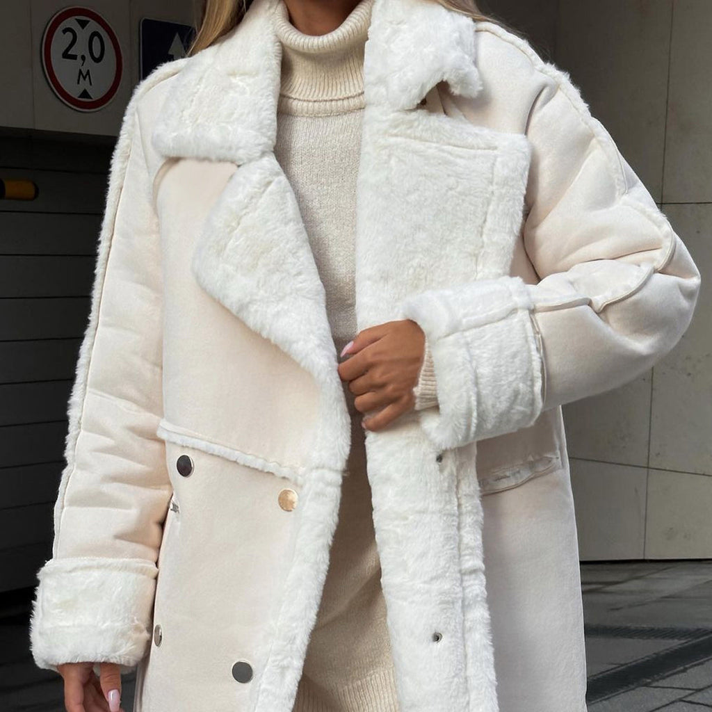 Rosgrove | Women - Oversized Faux Shearling Coat - KneeLength