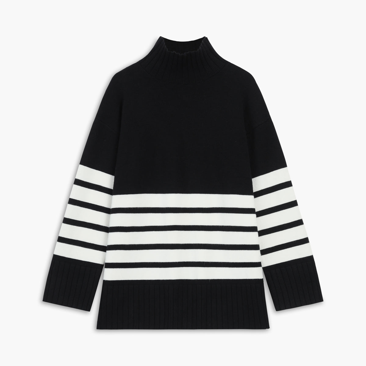 Rosgrove | Women - Mock Neck Stripe Jumper - Cosy Style