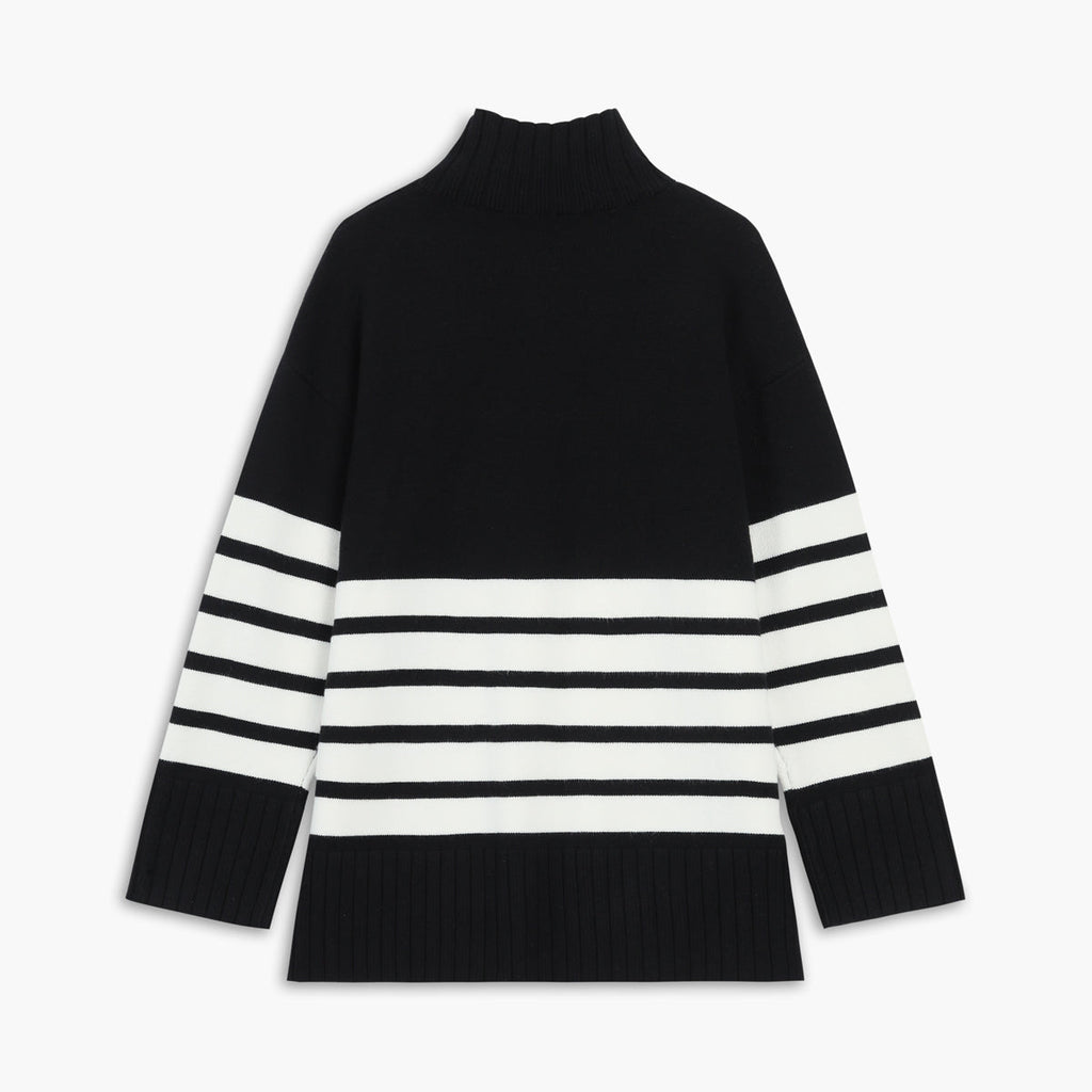 Rosgrove | Women - Mock Neck Stripe Jumper - Cosy Style