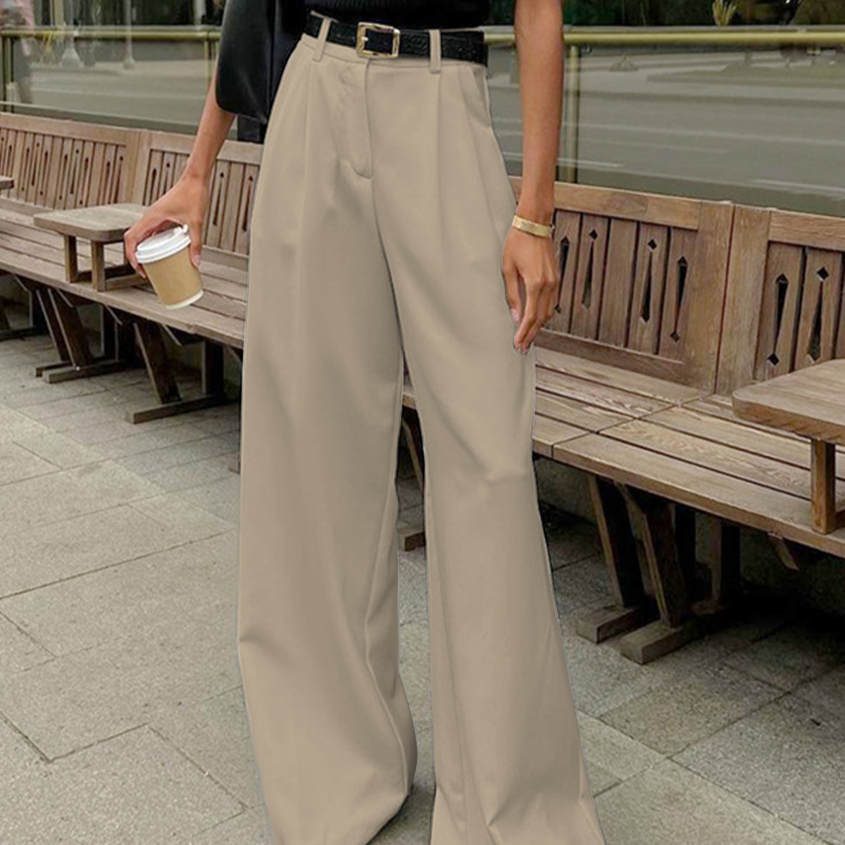 Rosgrove | Women - Wide Leg Trousers - Smooth Woven Fabric