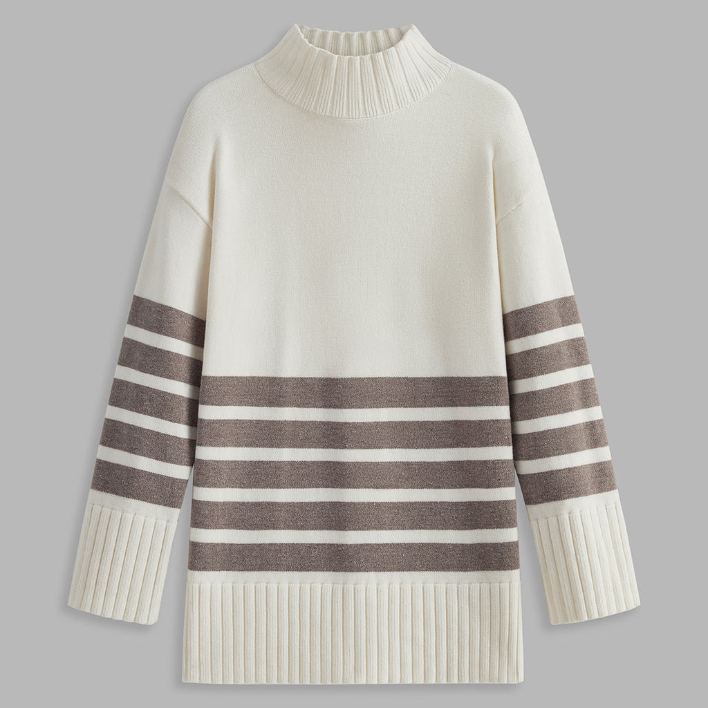 Rosgrove | Women - Mock Neck Stripe Jumper - Cosy Style