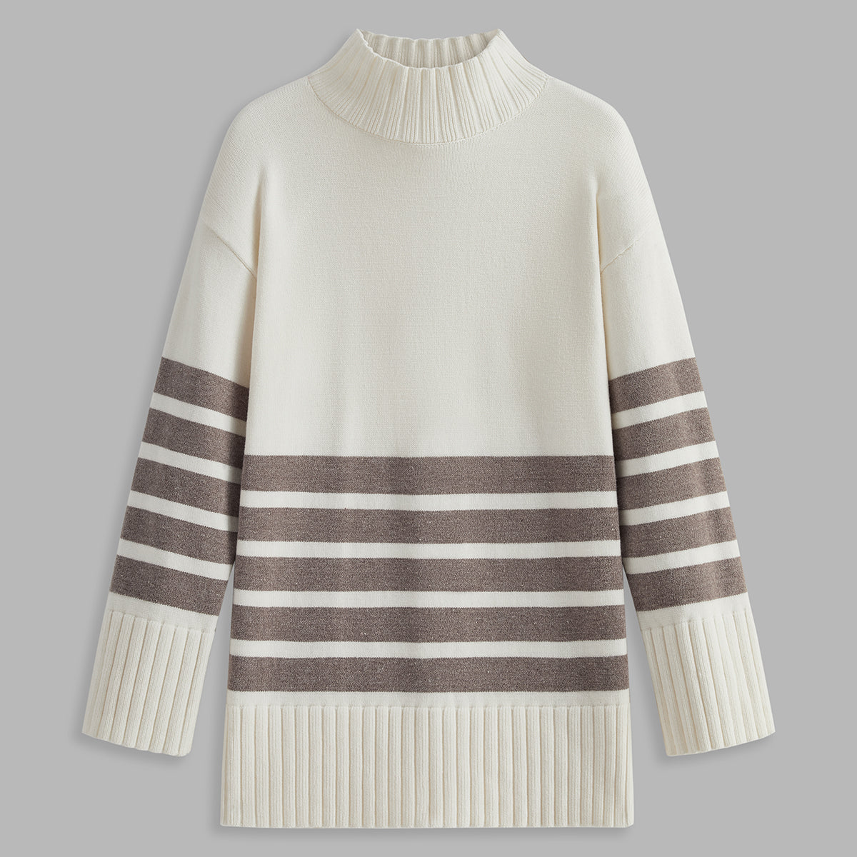 Rosgrove | Women - Mock Neck Stripe Jumper - Cosy Style
