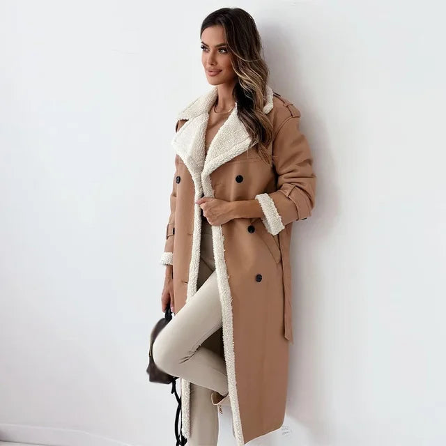 Rosgrove | Women - Long Warm Winter Coat - Button-Down Style