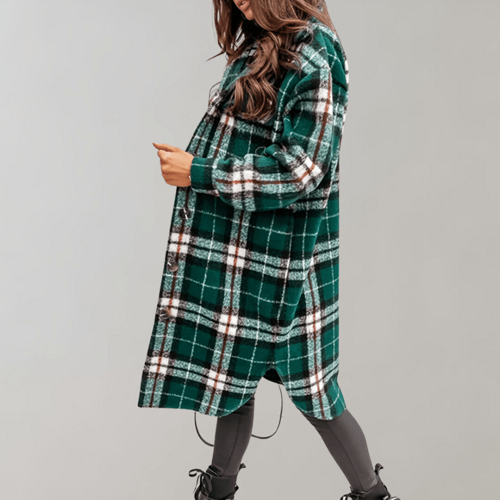Rosgrove | Women - Plaid Long Jacket - Soft Wool Blend Layering