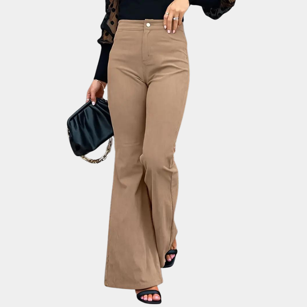 Rosgrove | Women - High Waist Flare Trousers - Corduroy Style
