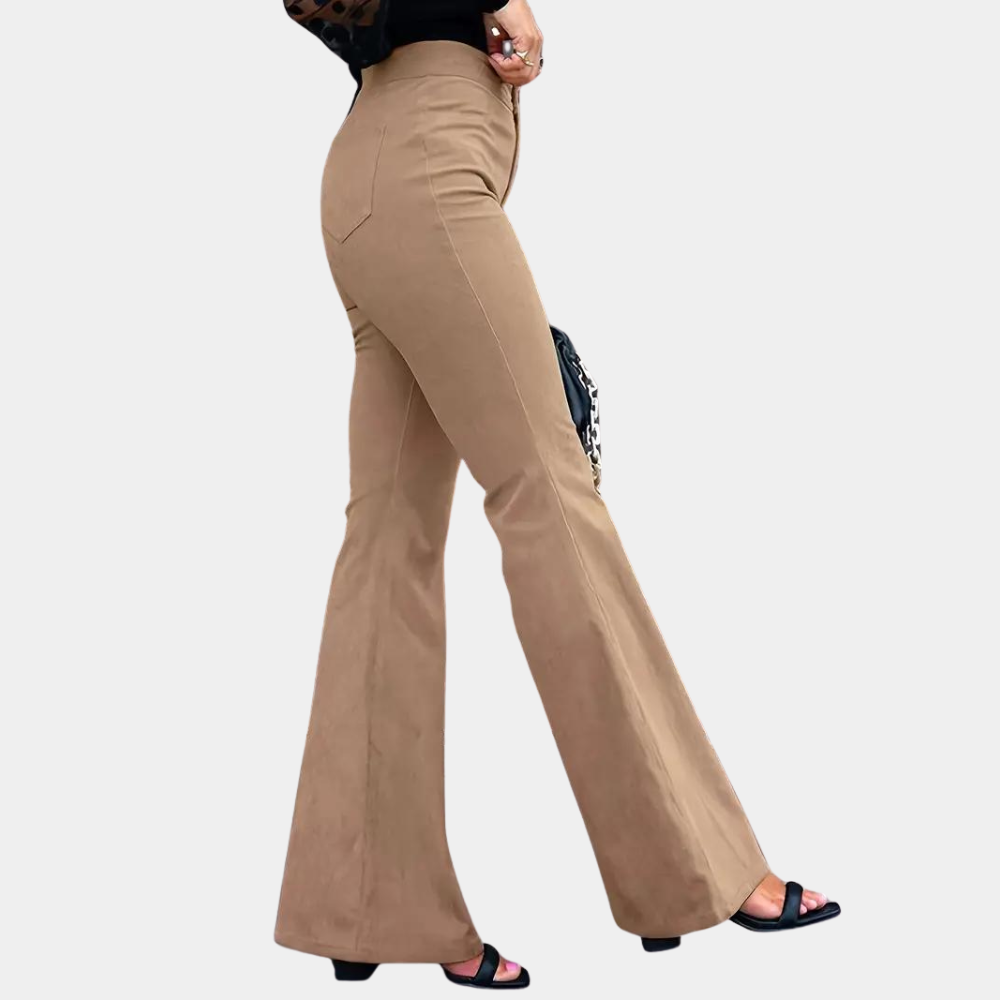 Rosgrove | Women - High Waist Flare Trousers - Corduroy Style