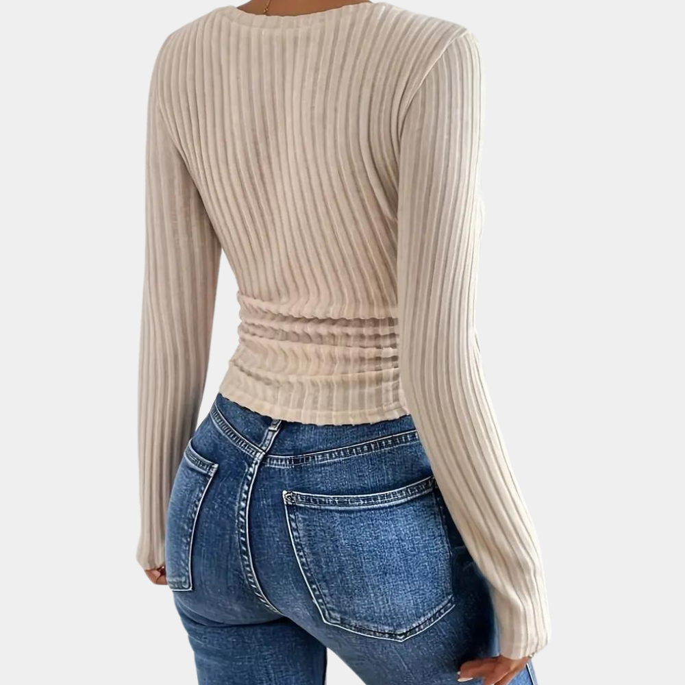 Rosgrove | Women - Ribbed Long Sleeve Top - Slim Fit