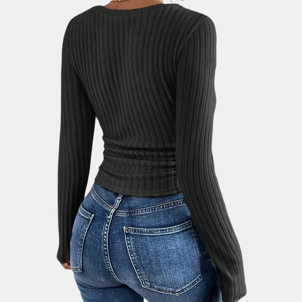 Rosgrove | Women - Ribbed Long Sleeve Top - Slim Fit