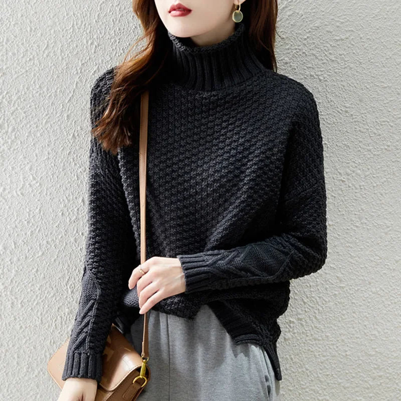 Rosgrove | Women - Cable Knit Jumper - Turtleneck Style