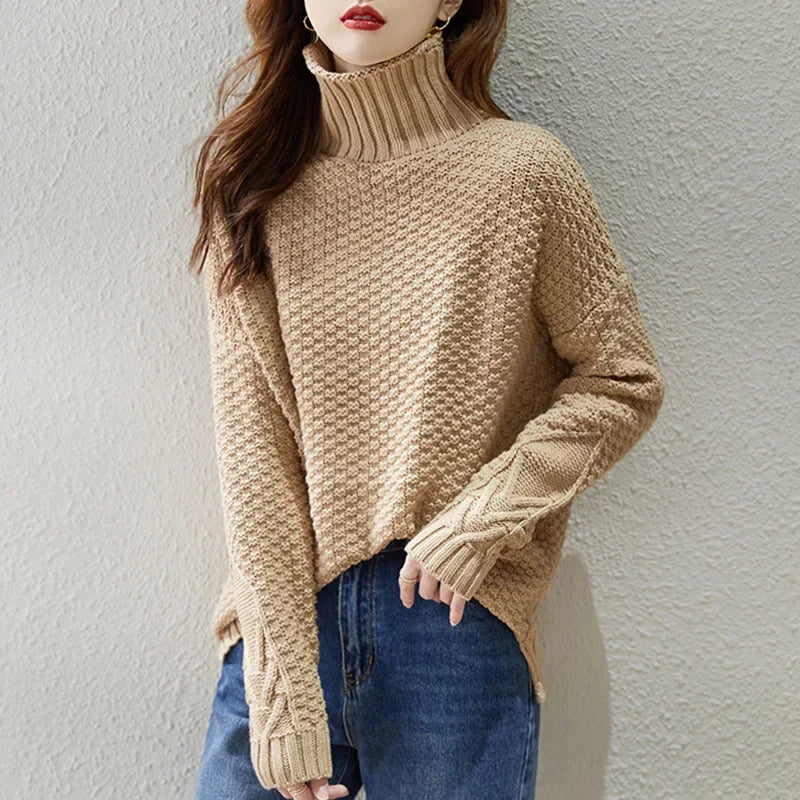 Rosgrove | Women - Cable Knit Jumper - Turtleneck Style
