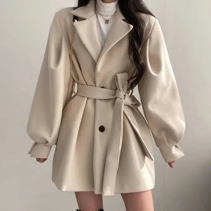 Rosgrove | Women – Trench Coat – Belted Balloon Sleeves