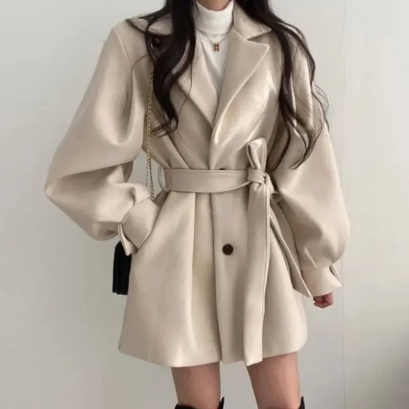 Rosgrove | Women – Trench Coat – Belted Balloon Sleeves