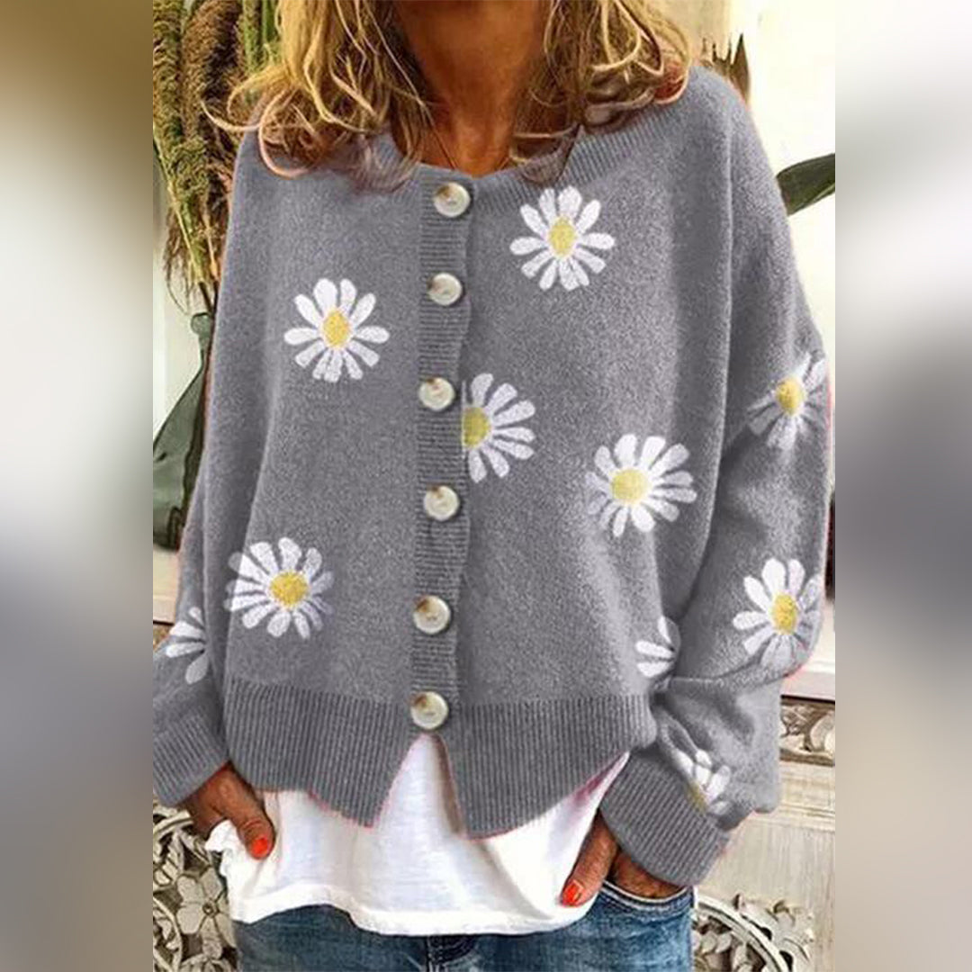 Rosgrove | Women - Knitted Cardigan - Floral Long Sleeve