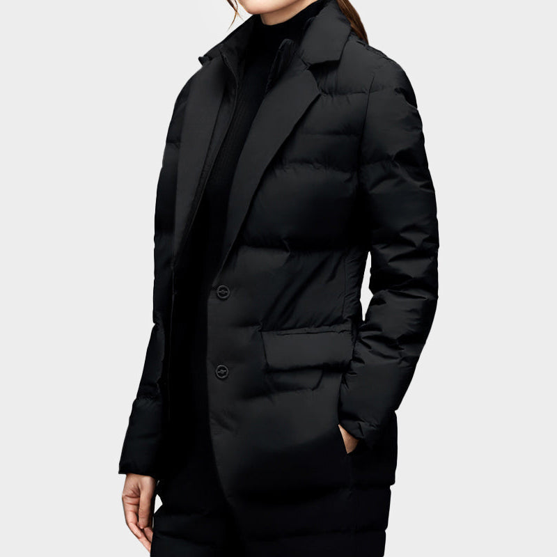 Rosgrove | Women - Puffer Blazer Jacket - Notched Lapel Style