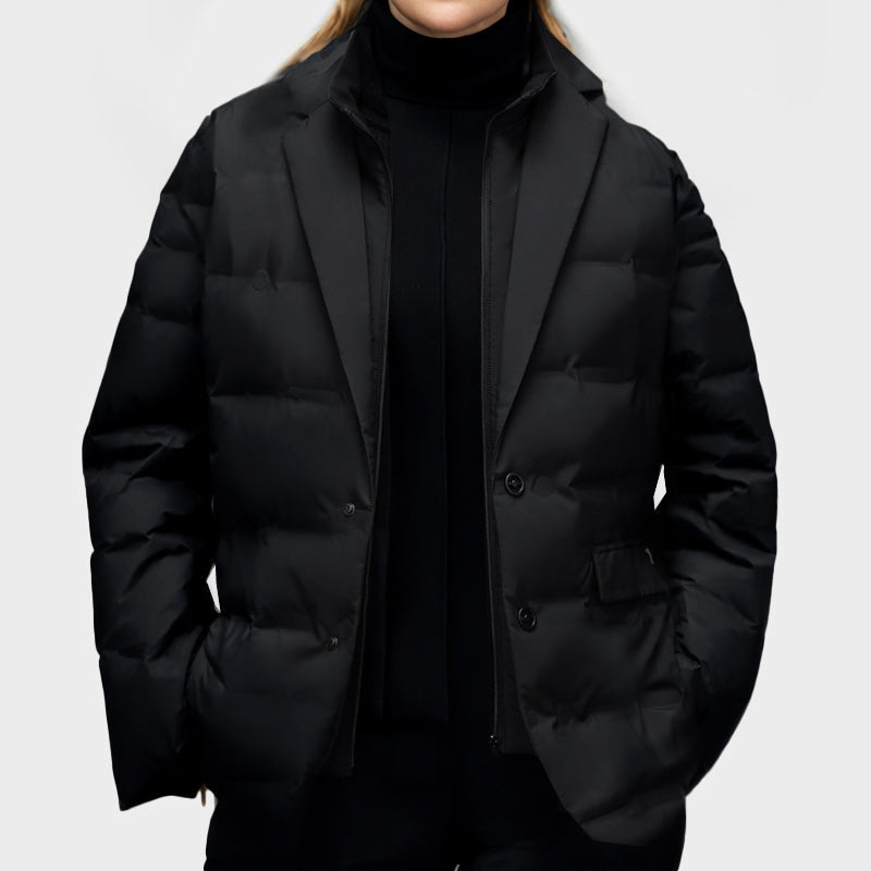 Rosgrove | Women - Puffer Blazer Jacket - Notched Lapel Style