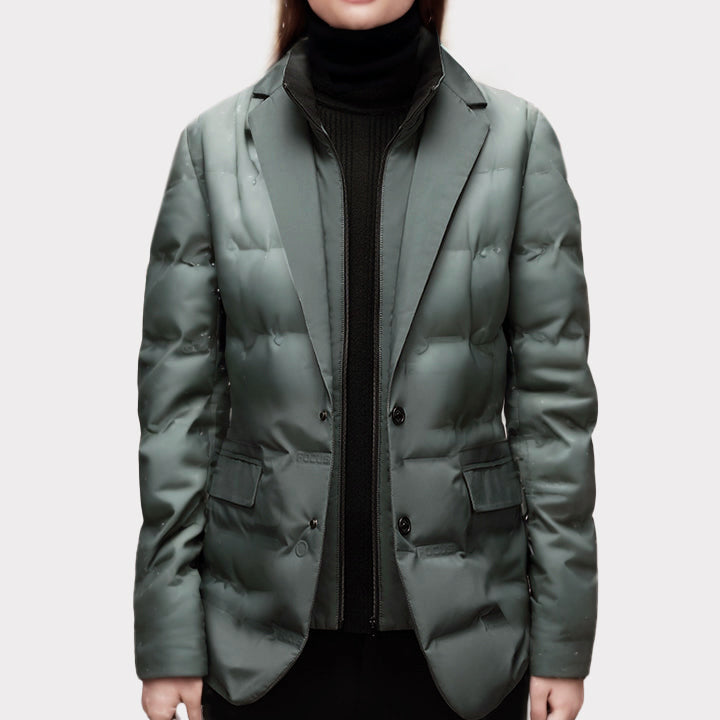 Rosgrove | Women - Puffer Blazer Jacket - Notched Lapel Style