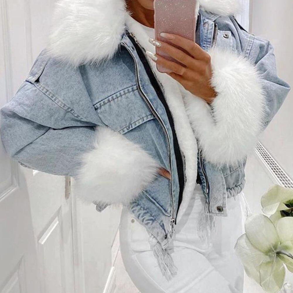 Rosgrove | Women – Denim Jacket – Faux Fur Trim