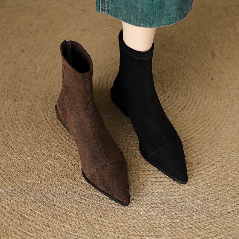 Rosgrove | Women - Pointed Toe Block Heel Ankle Boots - Fitted Style