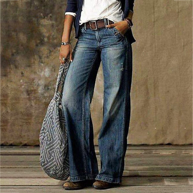 Rosgrove | Women - High Waist Wide Leg Jeans - Vintage Style