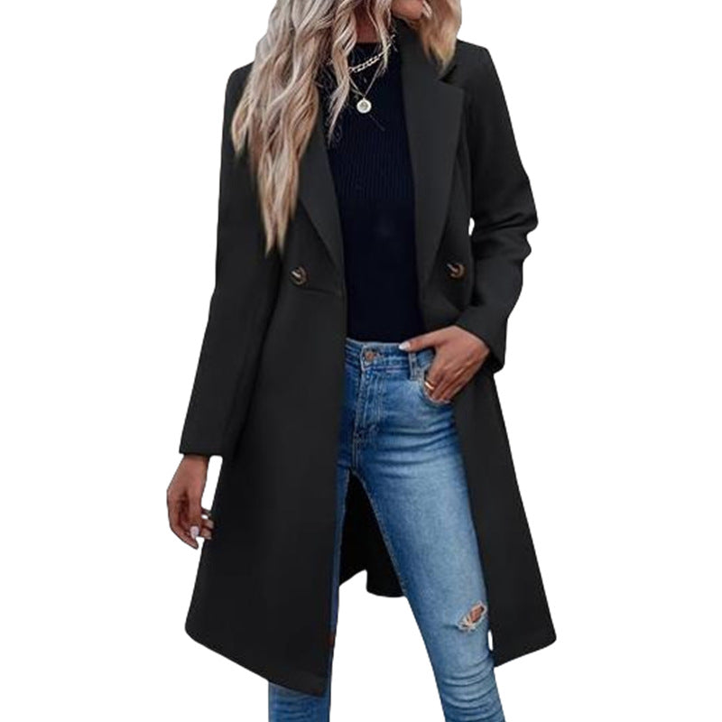 Rosgrove | Women - Elegant Wrap Coat - Double Button Placket