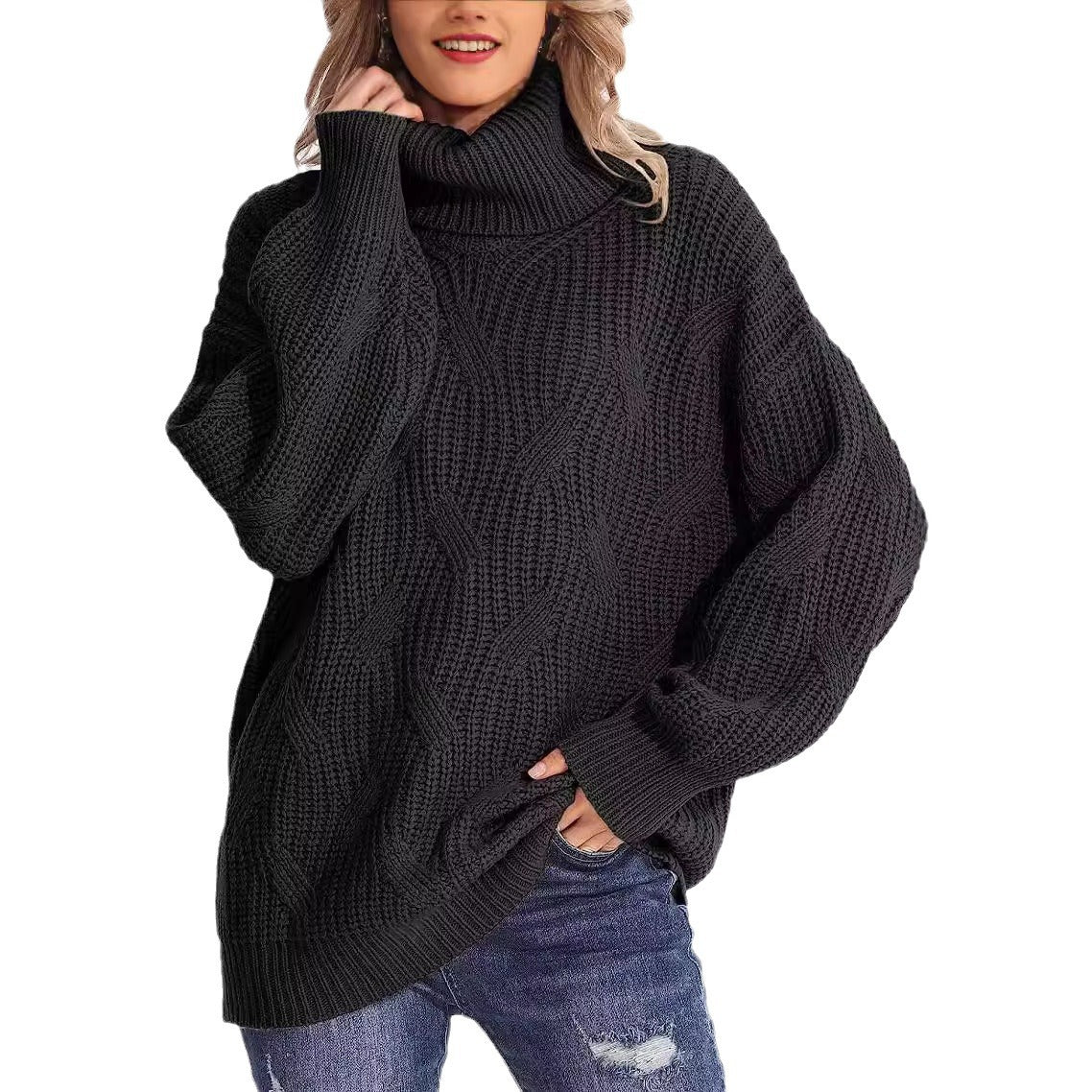 Rosgrove | Women - Cable Pattern Knitted Jumper - High Collar