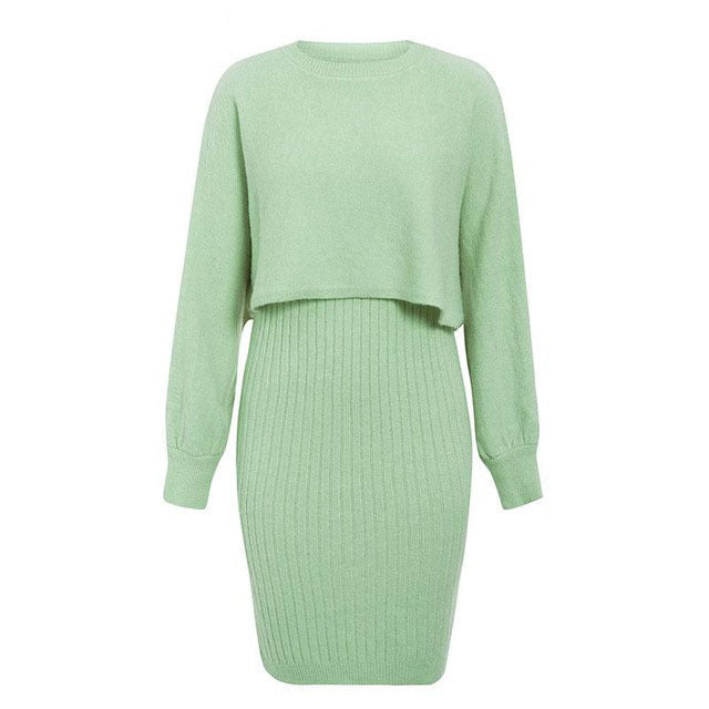 Rosgrove | Women - Midi Dress & Cropped Jumper Top - Knitted Set