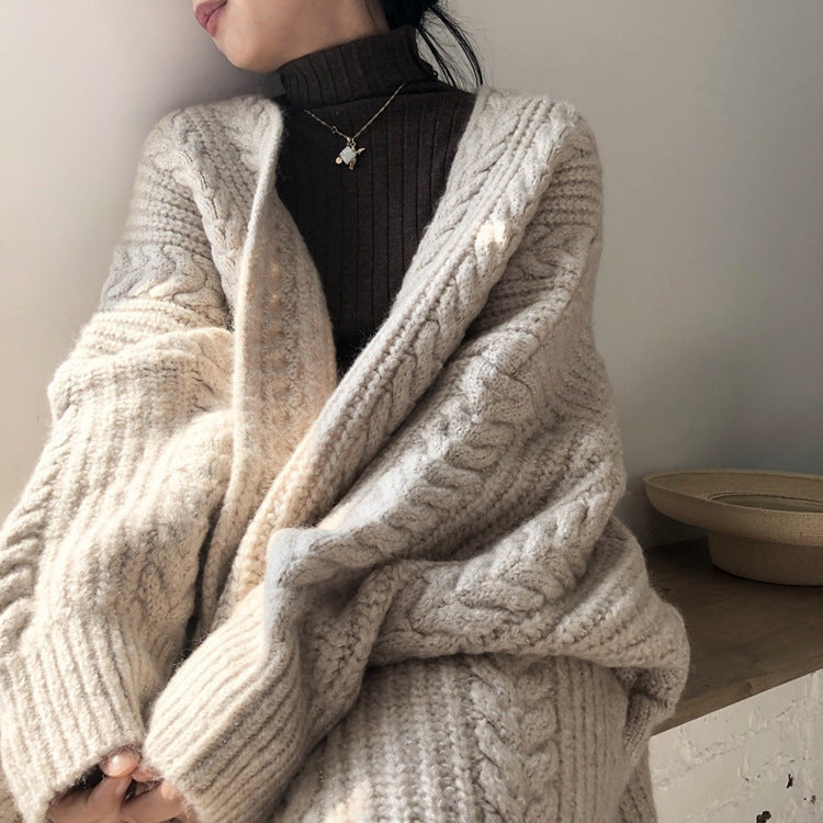 Rosgrove | Women - Oversized Chunky Knit Cardigan - Diamond Pattern