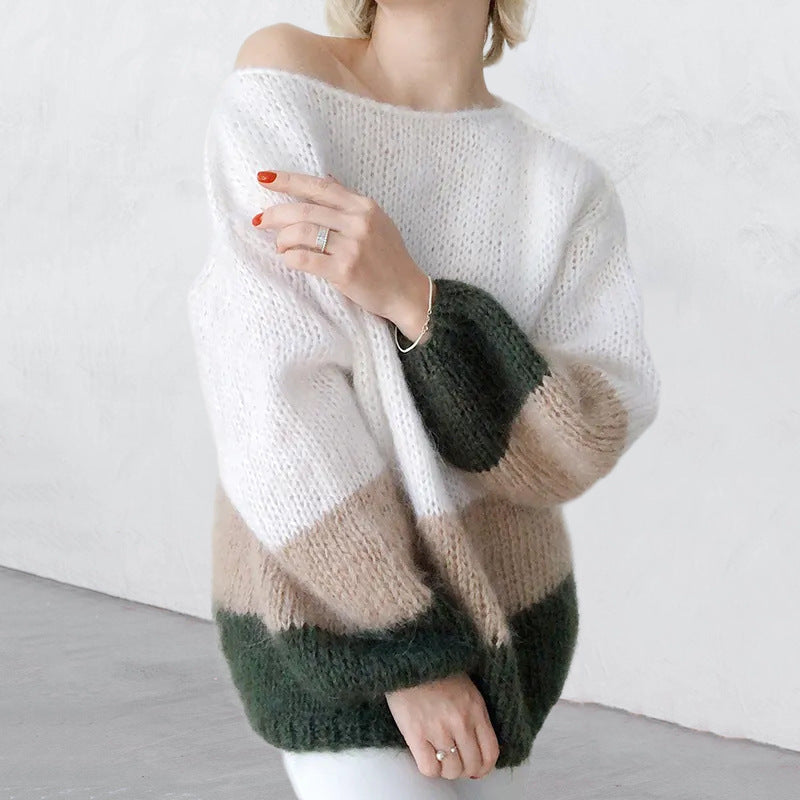 Rosgrove | Women - Chunky Knit Jumper - Modern Block Pattern