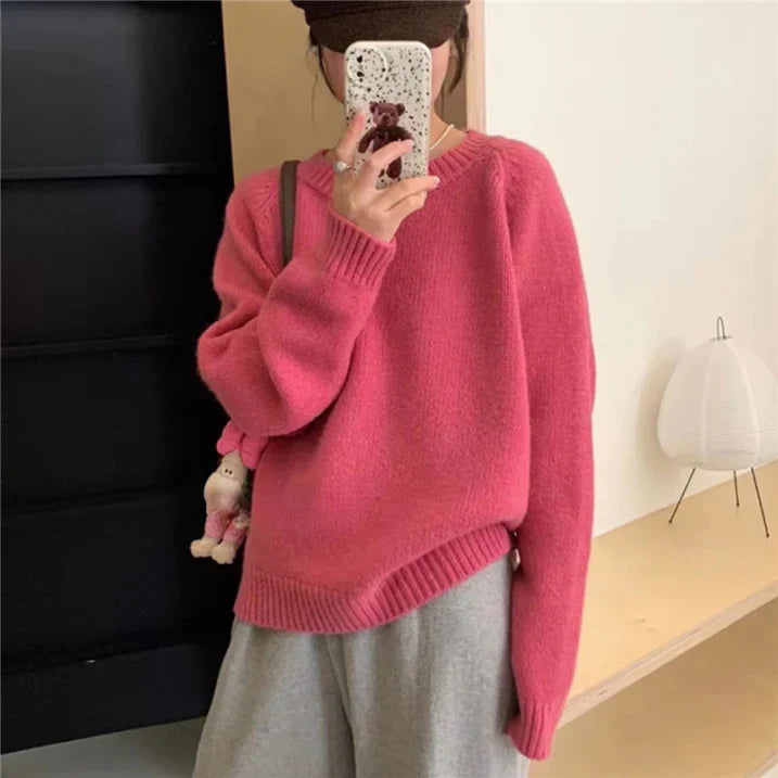 Rosgrove | Women - Cozy Oversized Knit Jumper - Round Neck