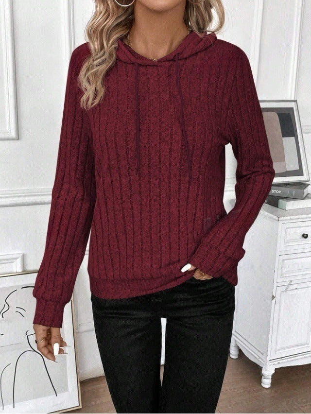 Rosgrove | Women - Ribbed Design Fleece Hoodie - Cosy Style