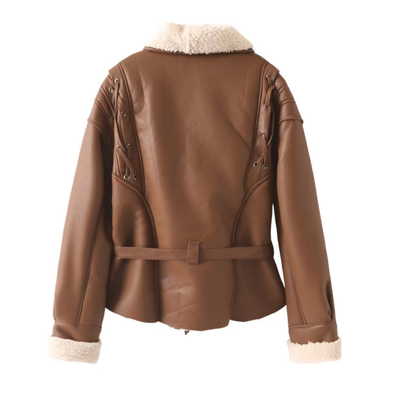 Rosgrove | Women - Faux Leather Jacket with Teddy Lining