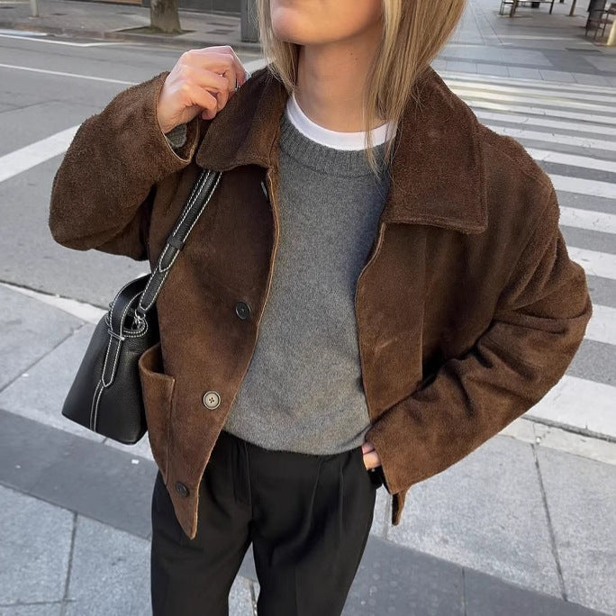 Rosgrove | Women - Oversized Teddy Jacket - Button Closure