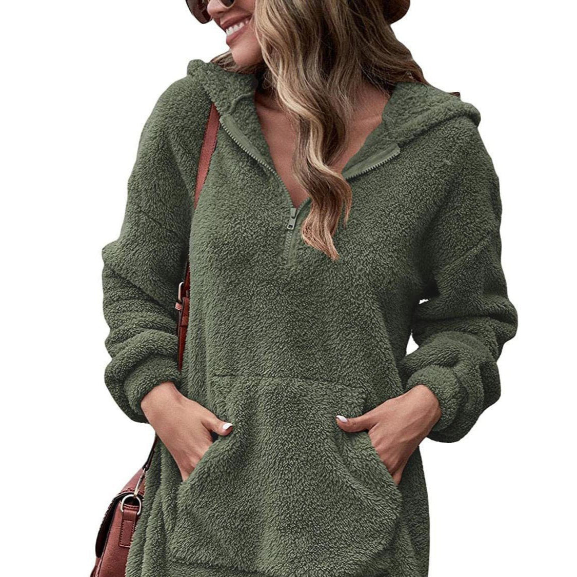 Rosgrove | Women - Cosy Hoodie Dress - Half Zip Style