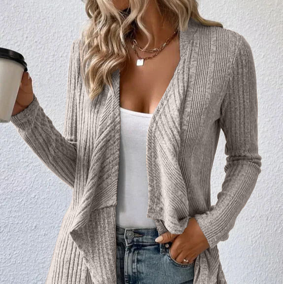 Rosgrove | Women - Casual Cosy Cardigan - Asymmetric Hem