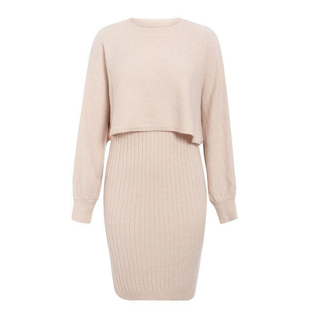 Rosgrove | Women - Midi Dress & Cropped Jumper Top - Knitted Set