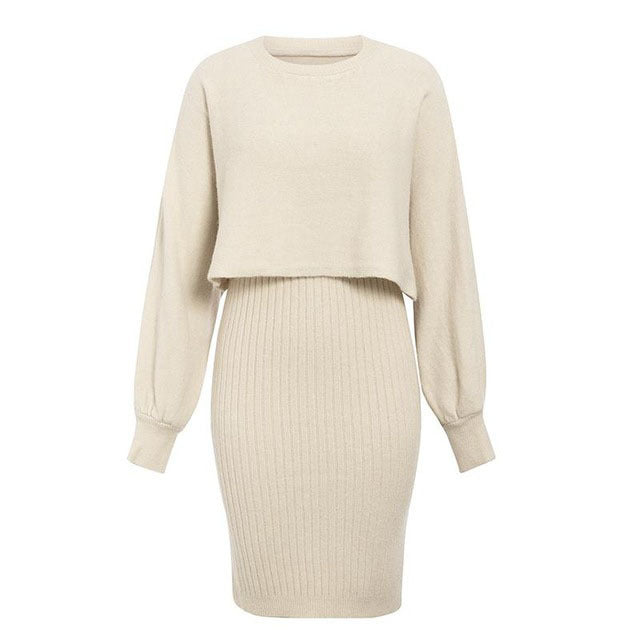 Rosgrove | Women - Midi Dress & Cropped Jumper Top - Knitted Set