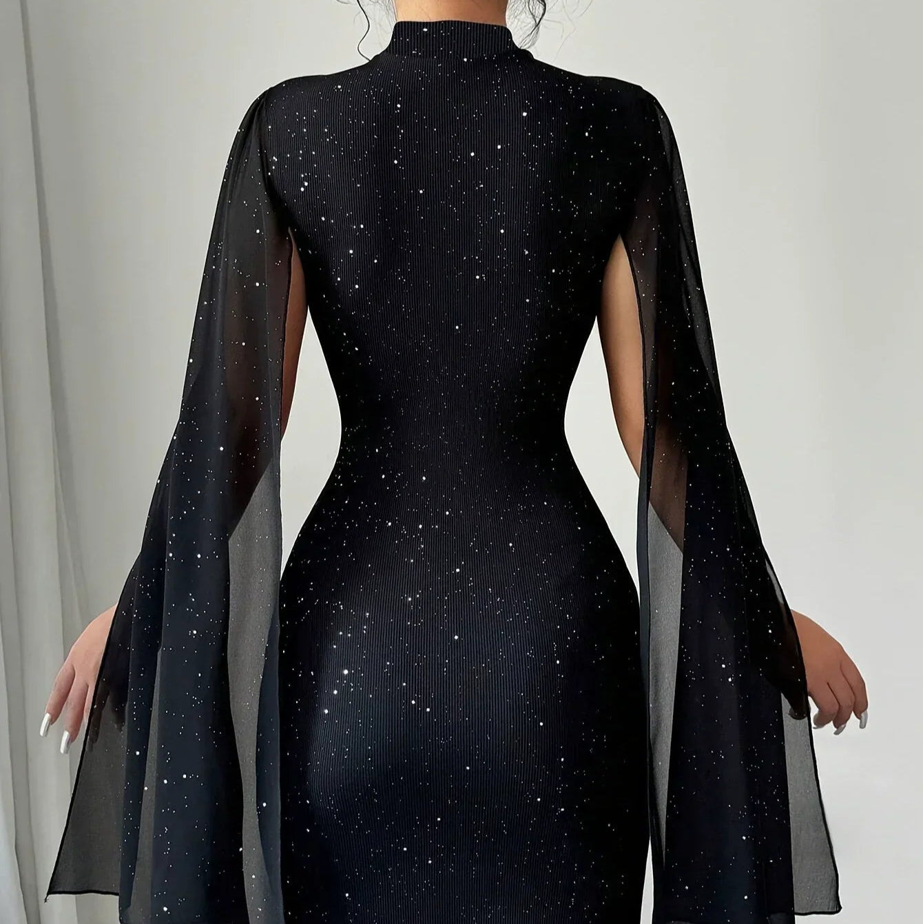Rosgrove | Women - Sheer Cape Overlay Mini Dress - Slim Fit