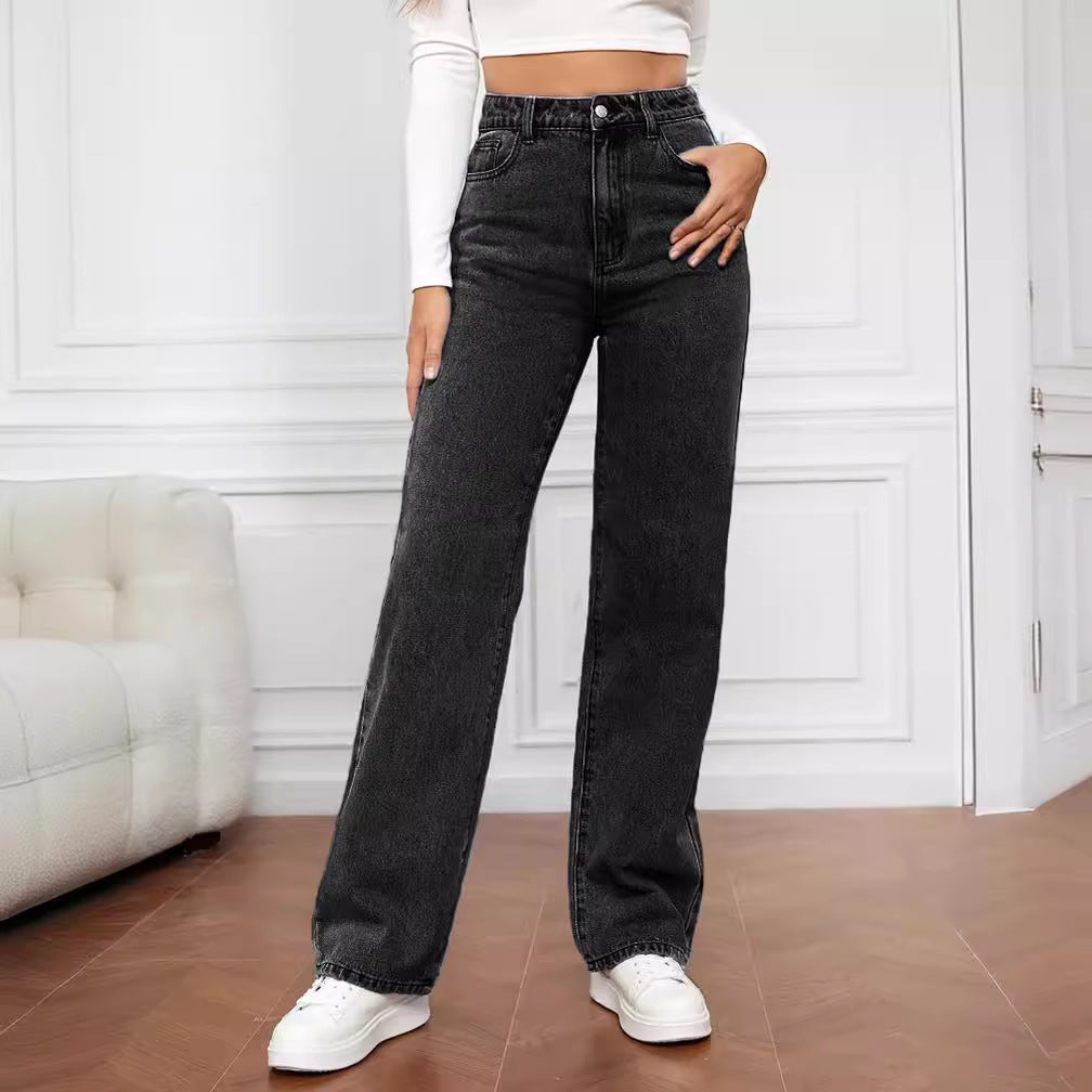 Rosgrove | Women - High Waist Straight Leg Jeans - Classic Denim